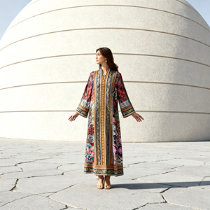 Robe Abaya personnalisée de luxe pour soirée, imprimée, en polyester, pour femmes musulmanes, vente en gros - Product Image 1