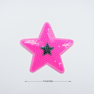 2 piezas de pegatinas de parche adhesivo de fusión en caliente con purpurina de pentagrama, etiquetas de insignia, accesorios de ropa pegatinas de tela DIY - Product Image 3