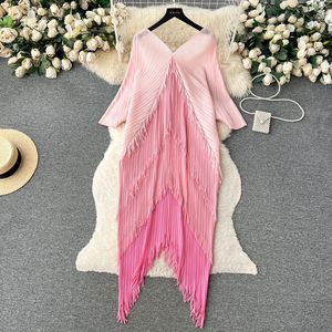 Vestido Maxi de <span class=keywords><strong>Mujer</strong></span> con Cuello en V, Diseño de Temporada Verano 2025, con Borlas y Detalles de Patchwork, Venta al Por Mayor para Boutiques - Product Image 4