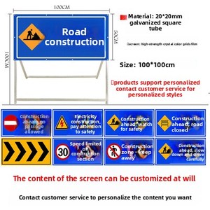Panneau de signalisation routière vertical pour travaux, signalisation d'ingénierie, fond bleu, lettres blanches, direction réfléchissante - Product Image 3