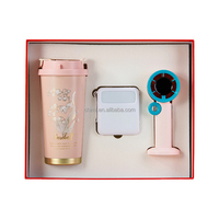 Set de Regalo Promocional Personalizado para Ferias Comerciales: Ventilador Turbo, Taza y Batería Externa con Cable para Eventos Empresariales y Promoción de Marca
