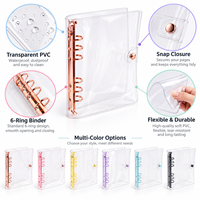 Classeur transparent en PVC à 6 anneaux avec couverture transparente, anneaux métalliques et fermeture à pression pour agenda, carnet, album photo, scrapbook - Vente en gros