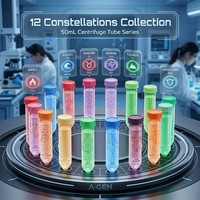 Flacon stérile à usage unique de 50 ml avec marques imprimées des douze constellations pour l'obtention d'échantillons biologiques, consommables de stockage pour laboratoire scientifique