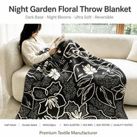Tapisserie florale Jardin de Nuit, Lueur de lune de minuit, Ombre du crépuscule, Velours moelleux, Épaisse et dense, pour canapé double et coin lecture de l'après-midi