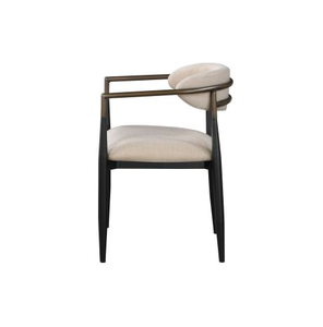 Fauteuil moderne à dossier ouvert beige et noir pour la maison, le bureau, le salon, la salle à manger ou le café, fabriqué en tissu durable - Product Image 4