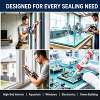 Sellador de Silicona Transparente Neutro INGADA SR-15 de 300 ml, Pegamento para Vidrio Resistente al Agua y a la Intemperie para Sellado en Construcción e Industrial