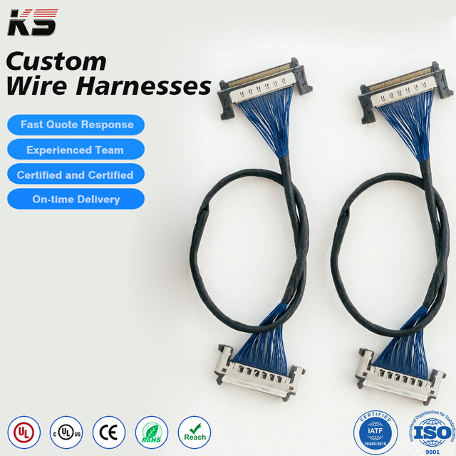 Custom 30 Pin 0.2mm Pitch LVDS FFC Ribbon Cable Assembly 40AWG 40 Pin PVC Copper Electronic Cable