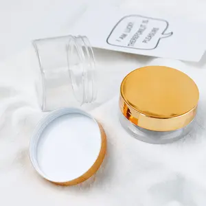 Golddeckel durchsichtige Plastik-Gläser für Sahne 8 Unzen 16 Unzen Lebensmittelqualität Körperpflegebehälter Schraubverschluss Kosmetik-Keks 200 ml