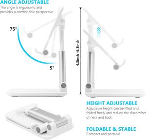 Support de téléphone pliable pour bureau, réglable en hauteur et en angle, adapté au bureau, au bureau à domicile, support pour tablette, compatible avec tous les iPhones - Product Image 3