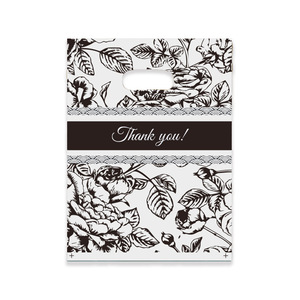 Sacs de marchandises <span class=keywords><strong>en</strong></span> plastique HOYO bleu et blanc à carreaux, sacs à poignée découpée avec imprimé pied-de-poule et motif floral porte-bonheur pour la vente au détail - Product Image 3