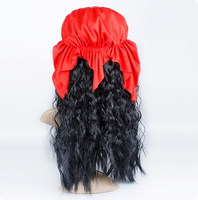 Ecowalson Perruque de carnaval pour femme avec tresses, chapeau, casquette, foulard de pirate, masque pour les yeux, accessoires de déguisement