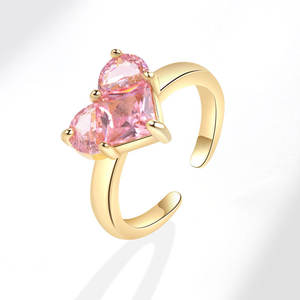 Bague Zircon rose amour à la mode pour femme élite luxe élégant et jolie fille ouverture Index bague de fiançailles de mariage bijoux - Product Image 1