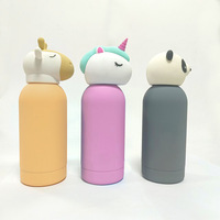 Botella de Agua Infantil de Acero Inoxidable con Funda de Peluche de Animales Adorables, Taza para Niños con Tapas y Tapones de Peluche Personalizados