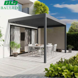 Pergola taman luar ruangan Aluminium bermotor Gazebo Louvered Aluminium Pergola atap dirakit sistem bioclisatic - Product Image 6