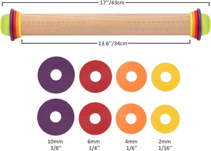 Bằng Gỗ Cán <span class=keywords><strong>Pin</strong></span> Cho Nhà Nướng Nấu Ăn Gỗ Sồi Với Có Thể Tháo Rời Nhẫn Đầy Màu Sắc Silicone Xử Lý Trẻ Em Pins 4 Kết Cấu Con Lăn - Product Image 6