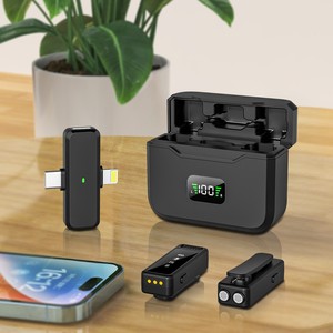 K41 Wireless Lavalier <b>Microphone</b> Dual-Port Charging Case 3.7V <b>For</b> Live Streaming Video Recording Noise Reduction - Product Image 1