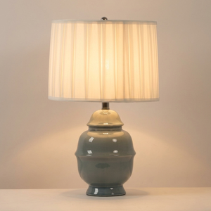 White Pleated Shade Plug in <b>Led</b> <b>Table</b> Lamp Bedside <b>Table</b> Lamp Bedroom <b>Table</b> Lamp Hotel <b>Table</b> Lamp with Ceramic Base - Product Image 2