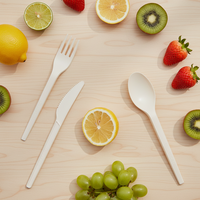 Couteau biodégradable et compostable Greenday, couverts jetables robustes en CPLA 6.5, fourchette et cuillère écologiques pour fêtes et pique-niques