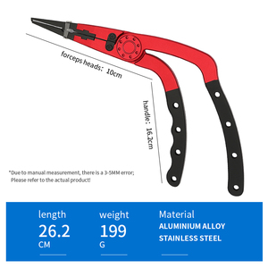 Pinze da pescatore pinze da pesca in acciaio inossidabile rimozione del gancio a naso lungo con guaina e cordino - Product Image 5