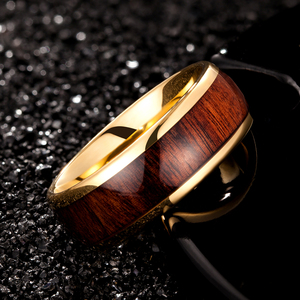Ouyuan Fabriek Nieuw Ontwerp 8mm 18K Gouden Herenringen Tungsten <span class=keywords><strong>Ring</strong></span> met Houten Inleg Comfortabele Pasvorm - Product Image 6