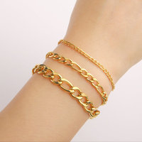 Bracelet chaîne Figaro pour homme en acier inoxydable, or et argent, fermoir mousqueton, vente en gros, personnalisable
