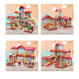 MILI luxe <span class=keywords><strong>maison</strong></span> de poupée 395 pièces avec boîte-cadeau semblant jouer jouet foudre blocs de construction Villa filles princesse <span class=keywords><strong>maison</strong></span> de poupée jouet - Product Image 6