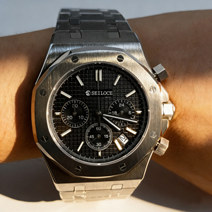 Montre pour homme SEILOCE tendance et décontractée en acier inoxydable avec calendrier, cadran de 42 mm, aiguilles lumineuses, mouvement à quartz VK63 - Product Image 2