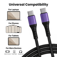 Câble tressé USB C vers USB C 60W 3A Charge rapide et transfert de données Câble Type C pour ordinateur portable tablette smartphone OEM ODM