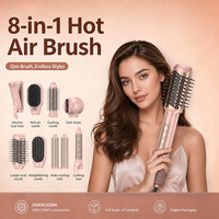 XBH 8 in 1 Alat Penata Rambut Multifungsi Berkecepatan Tinggi Pengering Rambut Udara Panas Sikat Pelurus Pemanas Pencatok Rambut Sisir Penambah Volume