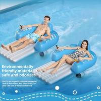 Chaise longue flottante électrique gonflable en PVC avec porte-gobelets, transat aquatique à pagaies pour piscines et lacs