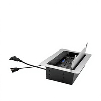 Prise de courant escamotable en alliage d'aluminium pour table, avec ports multimédia intégrés et ports réseau/audio