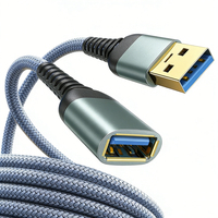 Cable de Extensión USB Macho a USB Hembra, Personalizado de Fábrica, 3.0 3.2 de Alta Velocidad 5Gbps, 1m 2m 3m, Cable de Extensión Largo con Trenzado de Nailon