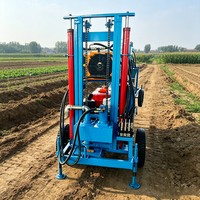 Machine de forage de puits d'eau diesel portable sur roues, 35 CV, double cylindre, 200 m de profondeur