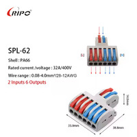 SPL Compact 2 entrées 4/6 sortie répartiteur de fil Terminal connecteur de câble conducteur en plastique pour câblage électrique Type enfichable