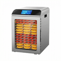 Déshydrateur alimentaire électrique professionnel 12 plateaux en acier inoxydable 800W avec écran tactile, contrôle 90°C, minuterie 24h et cycle 360h