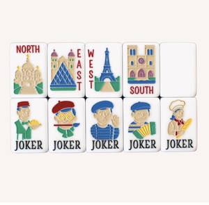 Mahjong américain de collection, 160 tuiles, gravé, motifs Tour Eiffel, robe de mode, palette d'artiste, Boutique <span class=keywords><strong>Paris</strong></span> France - Product Image 6