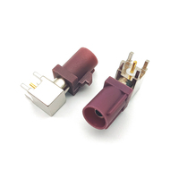 Connecteur RF Mâle Angulaire Fakra D Code SMB à Montage sur Circuit Imprimé pour Systèmes Automobiles GSM GPS