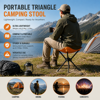 Chaise d'extérieur portable en métal, tabouret pliant triangulaire pivotant léger pour la pêche, le camping, la randonnée et le cyclisme