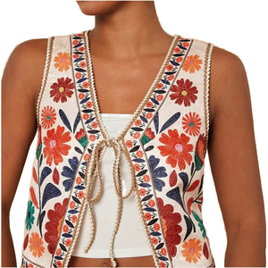 Women's Vintage Floral Style Eco-Friendly Autumn <b>Winter</b> Embroidered <b>Jacket</b> Handmade Classic O-Neck Trendy Pattern - Product Image 1