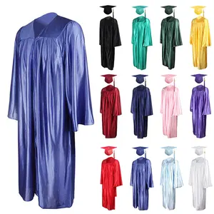 Mondon Royal Blue Shiny High School Graduation Gowns And Caps Sets