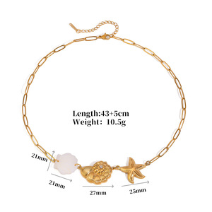 สร้อยคอจี้เปลือกหอยปลาดาวสแตนเลสชุบทอง18K การเก็บรักษาสีเครื่องประดับป้องกันการกัดกร่อนทำให้เสื่อมเสีย - Product Image 5
