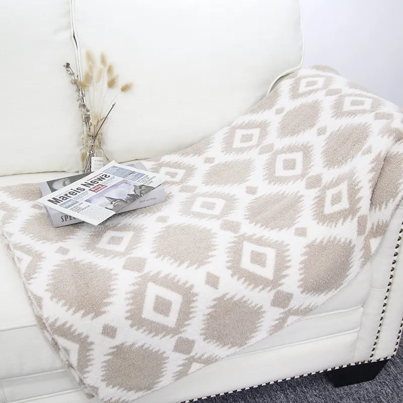 OEM ODM ultra soft thick chunky geometric mexican aztec knit throw blanket for home decoration sofa bedding