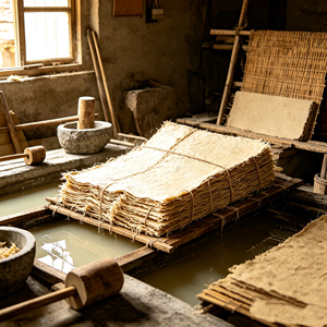 Papier vintage vieilli en fibre de mûrier avec texture végétale naturelle pour la création artistique DIY et la décoration esthétique de la maison - Product Image 3