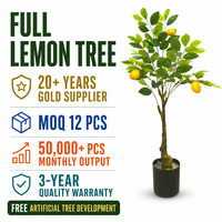 Pohon Jeruk Lemon Buatan dengan Buah Alami, Batang Asli, untuk Dalam & Luar Ruangan, Kebun, Tinggi Sesuai Pesanan, Proyek, Pasokan Grosir