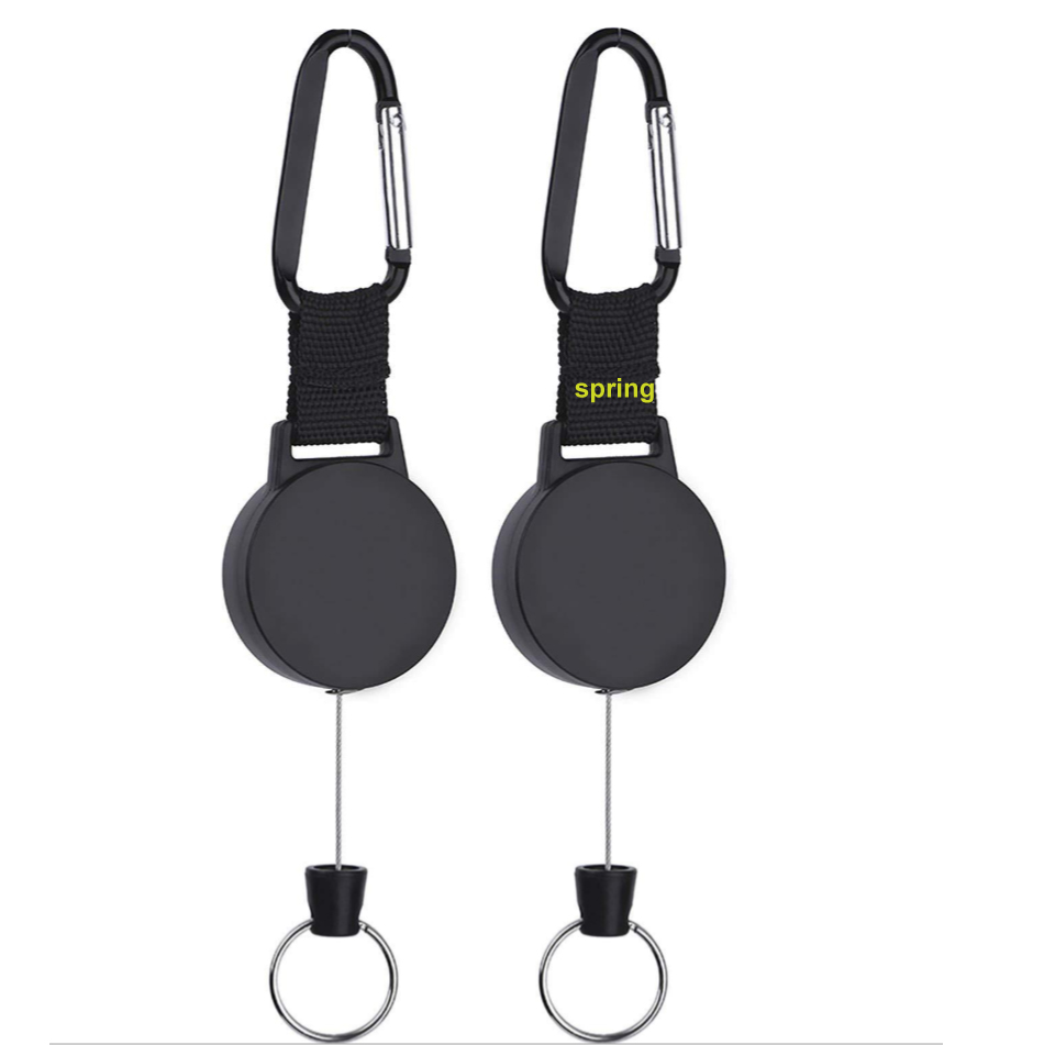 Горячая Распродажа на Amazon, алюминиевый карабин, кольцо для удостоверения личности, шнурок, черный пластиковый выдвижной Бейдж, брелок для ключей