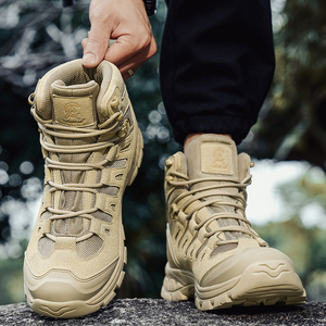 DSF26 Khaki Mesh <b>Hiking</b> <b>Boots</b> Breathable Outdoor All Seasons High Top Tactical Shoes - Product Image 6