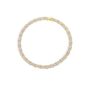 NL2161 alloy jewelry rhinestone gold plated wholesale cuban link chain necklace choker new fashion