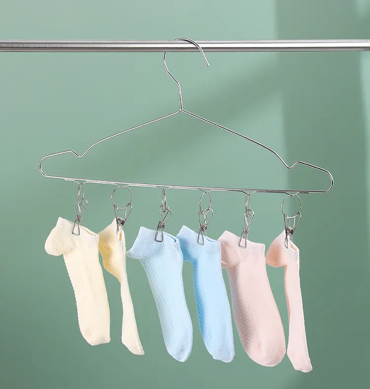 High Quality 201 stainless steel hanger with cloth hanging clips