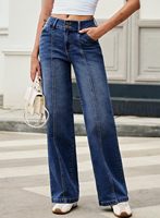 Celana Jeans Wanita Model Kaki Lebar Pinggang Tinggi Bahan Stretch Lurus Bernapas Gaya Vintage Kancing Trendi Longgar Denim Musim Semi Musim Panas