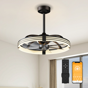 23.6in Smart <b>Ceiling</b> Fan with <b>Light</b>, 3000K-6500K Dimmable LED Fandelier, Reversible Silent Copper Motor, APP & <b>Remote</b> Timing Fan - Product Image 1